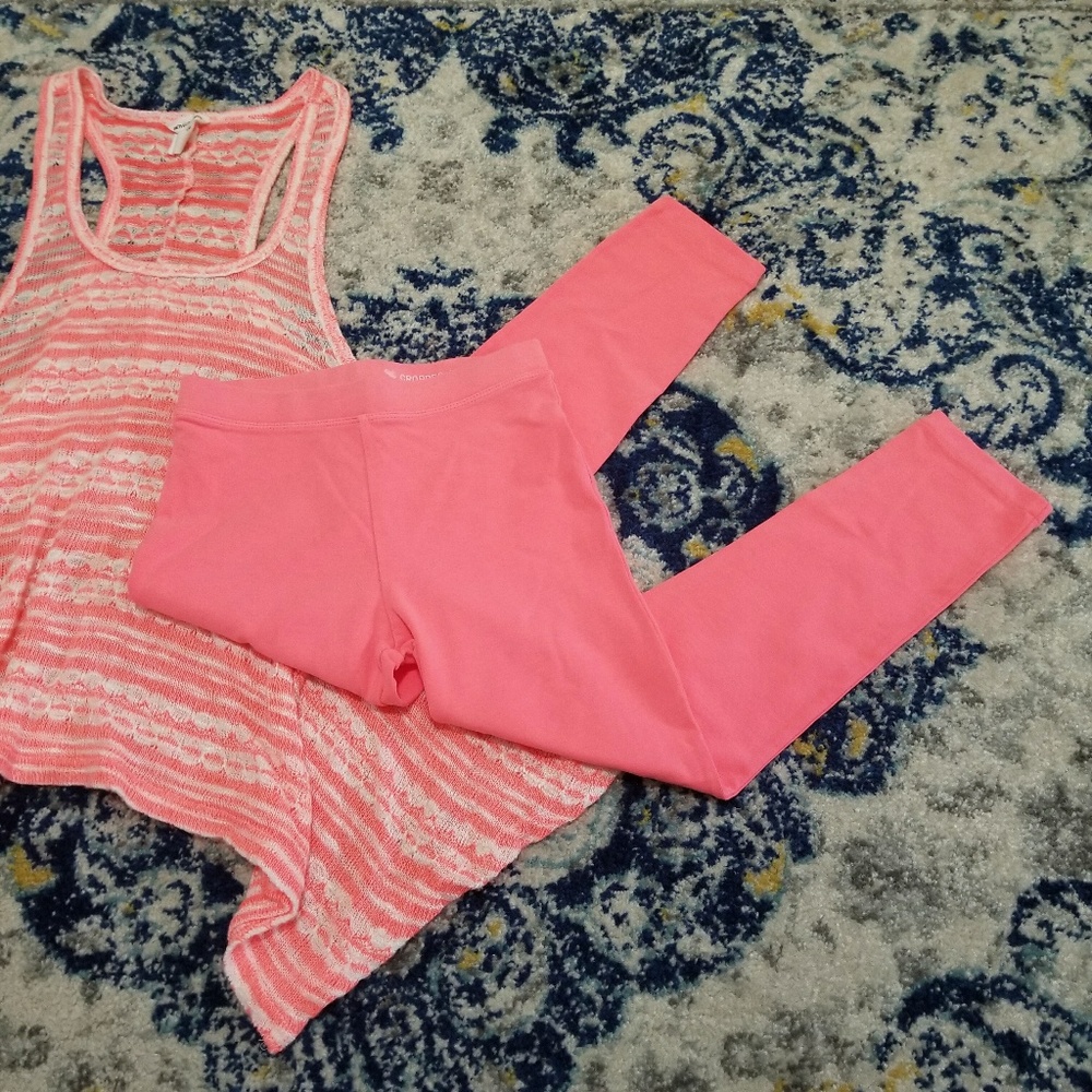 Crewcuts Neon Coral Cropped Legging NWT